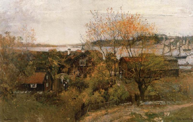 Alfred Wahlberg Landscape stamp Vaxholm